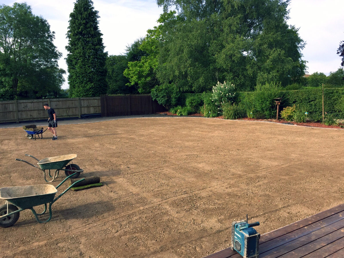 large garden groundwork complete, ready for landscaping